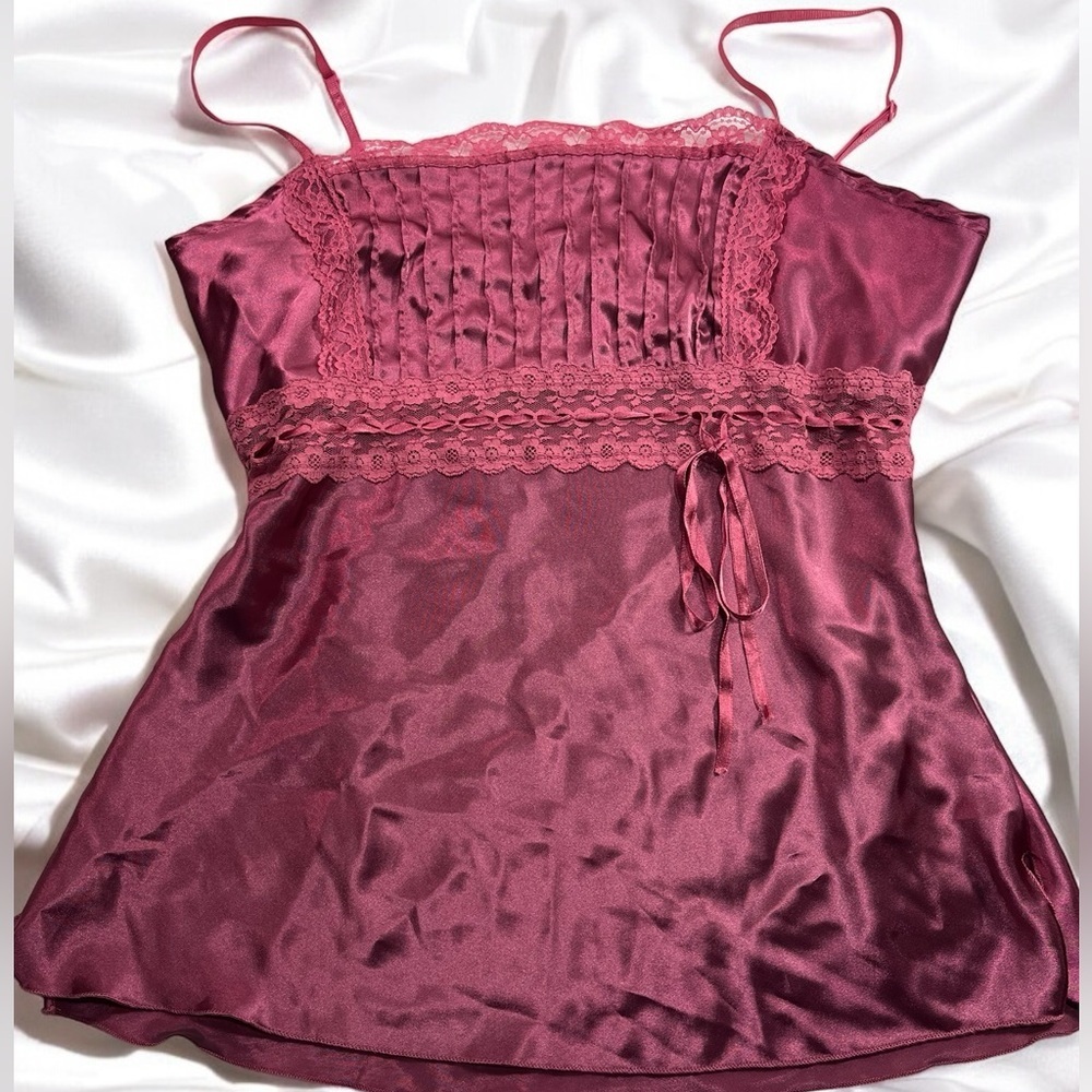 Vintage Y2k 2000s Charlotte Russe babydoll tank milkmaid lace silky lingerie